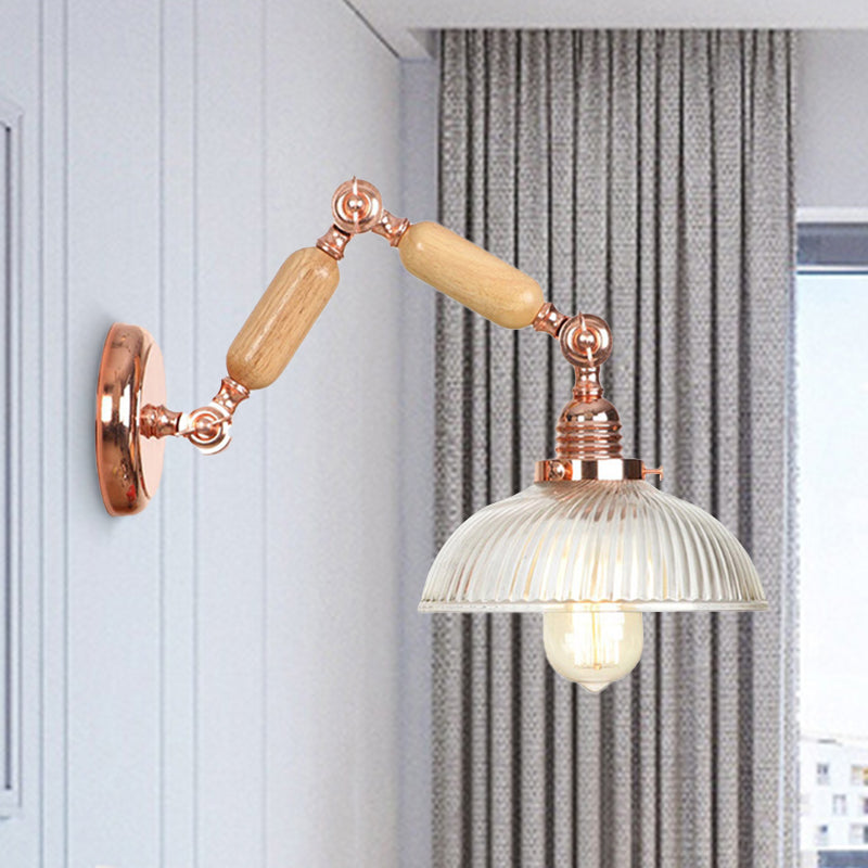 BowLift | 1 Light Prismatic Glass Wall Lamp Light Vintage Rose Gold Room Bedroom Lighting Fixture with Extendable Arm