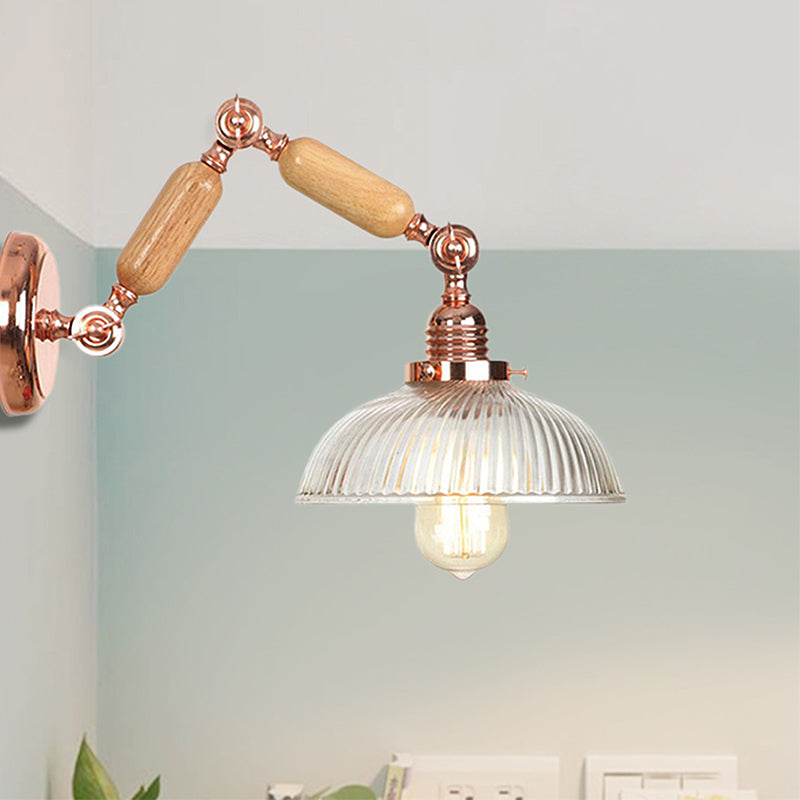BowLift | 1 Light Prismatic Glass Wall Lamp Light Vintage Rose Gold Room Bedroom Lighting Fixture with Extendable Arm