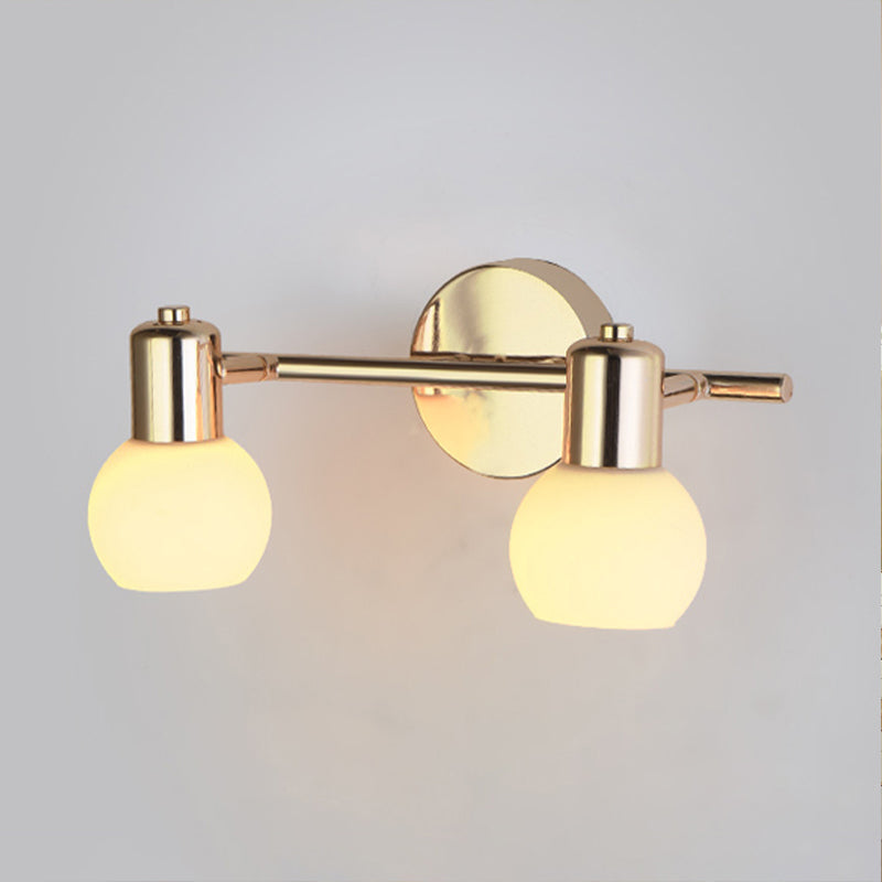 BowLift | 2/3 Bulb Wall Sconce Lighting with Bubble Shade Milk Glass Modern Bedroom Light Fixture in Brass