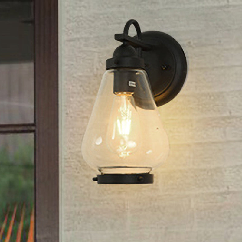 BowLift | Clear Glass Black Wall Light Cone 1-Light Industrial Wall Lamp Light for Porch