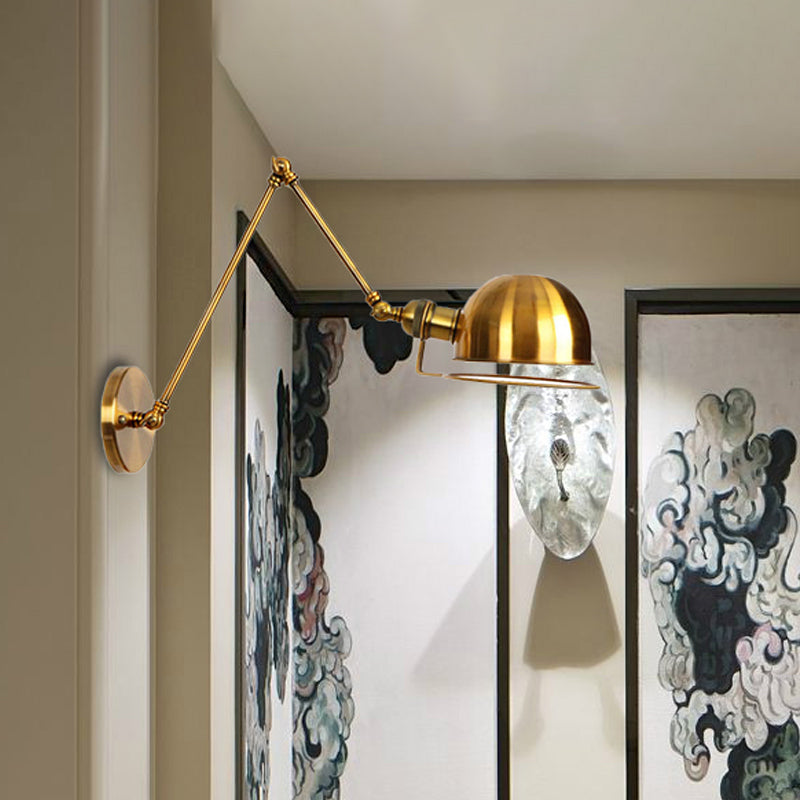 BowLift | 1 Light Swing Arm Wall Lighting Vintage Style Brass/Copper Metal Wall Mount Light with Bowl Shade