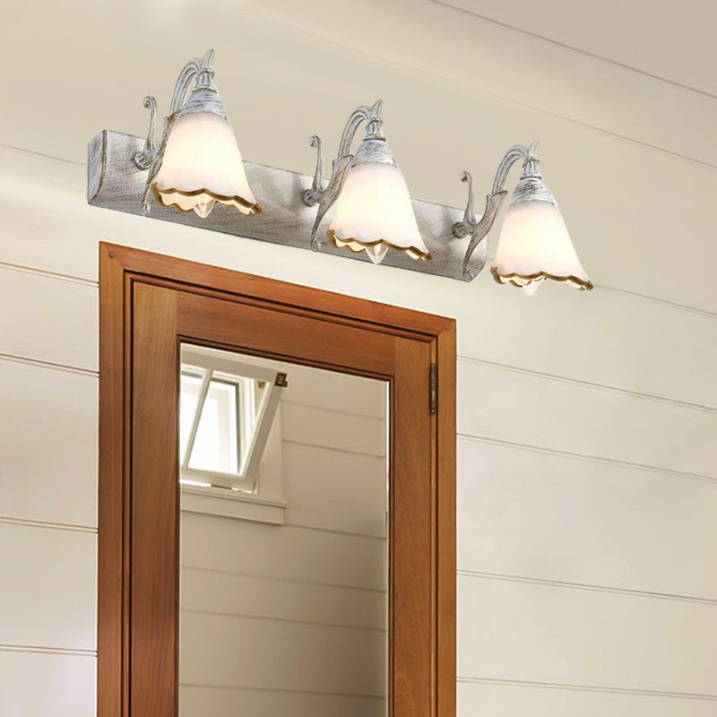 BowLift | Flower Bath Wall Light Classic Opal Glass 2/3/4 Lights Bronze/White Make-Up Lighting
