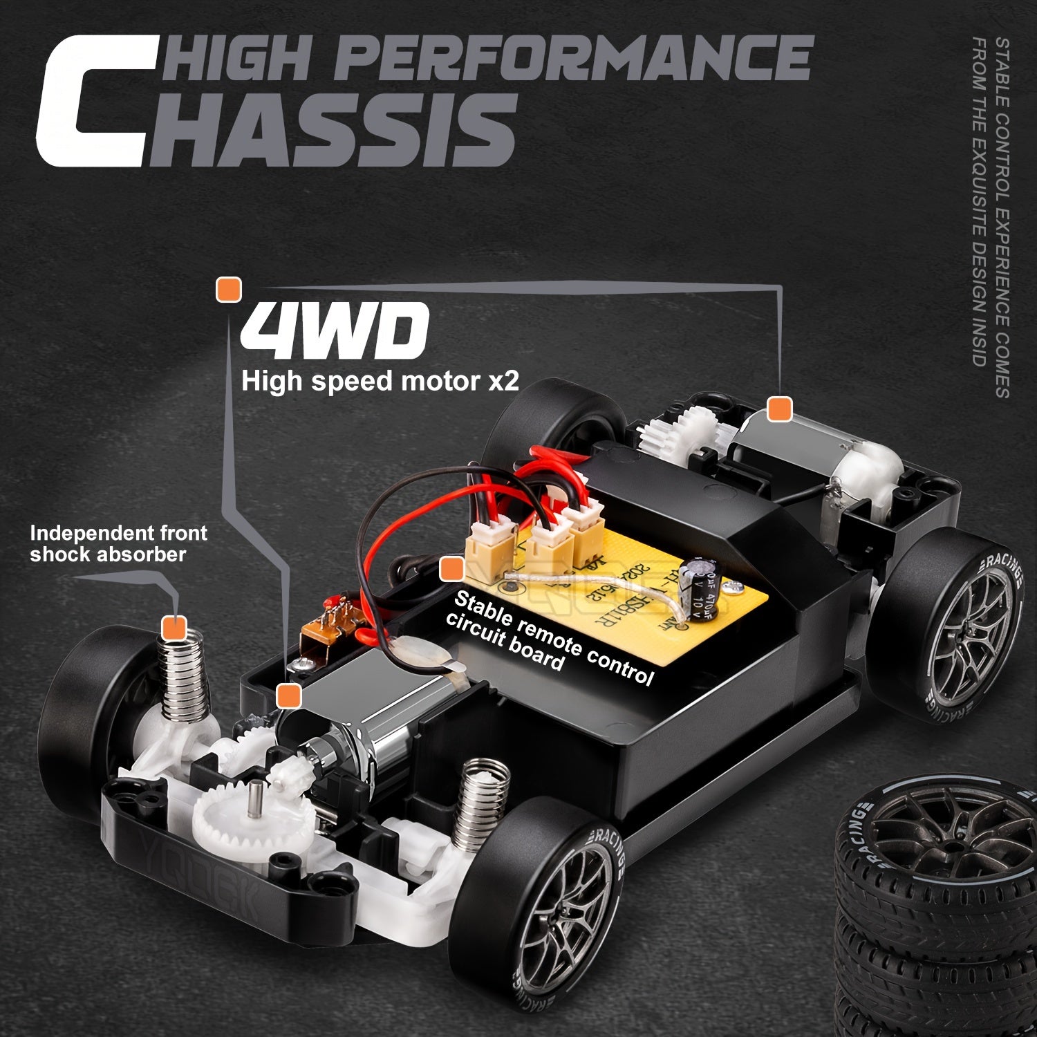 BowLift | 1:24 RC Drift Car | 4WD, LED Wheels & USB Rechargeable for Indoor and Outdoor Racing Fun