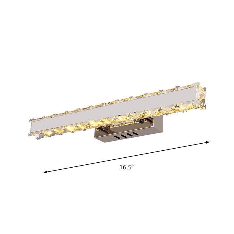 BowLift | 11.5"/16.5" Width Rectangular Vanity Mirror Light Modern Style Clear Crystal LED White Wall Sconce for Bathroom