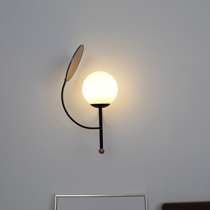 BowLift | Gold/Black Global Wall Light Retro 1 Light Matt White Glass Wall Light with Reflector