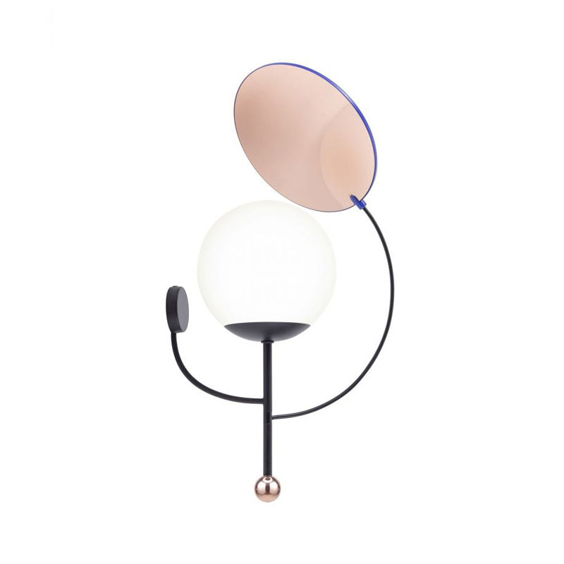 BowLift | Gold/Black Global Wall Light Retro 1 Light Matt White Glass Wall Light with Reflector