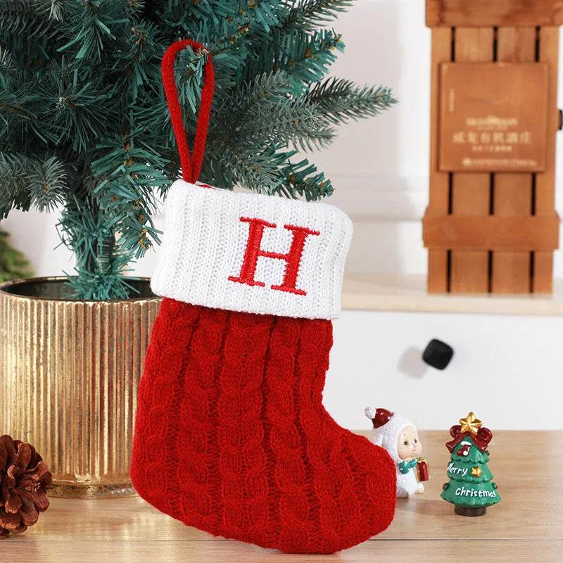 BowLift | Cute Letters Christmas Stockings Decorative Creative Tree Pendant Wool Knitted Socks