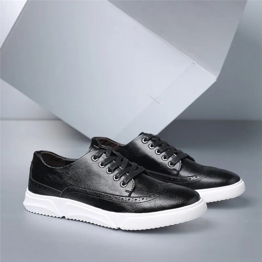 Leather Brogue Sneakers with Rubber Sole