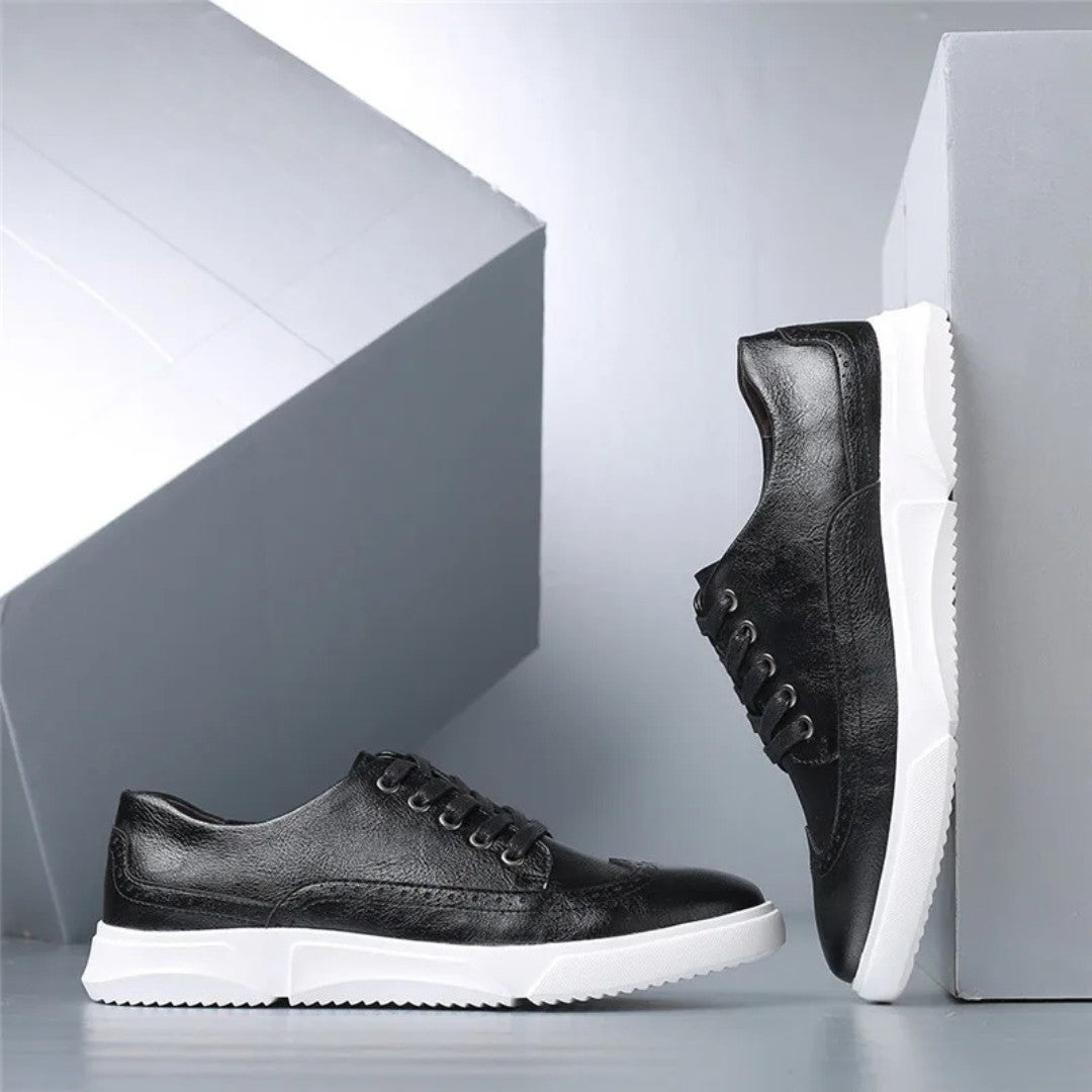 Leather Brogue Sneakers with Rubber Sole