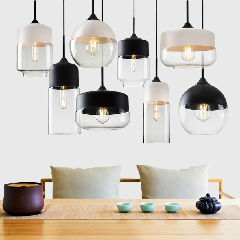 BowLift | EternaGlow Pendant Light made of Glass and Wood | Elegant Design for Your Home