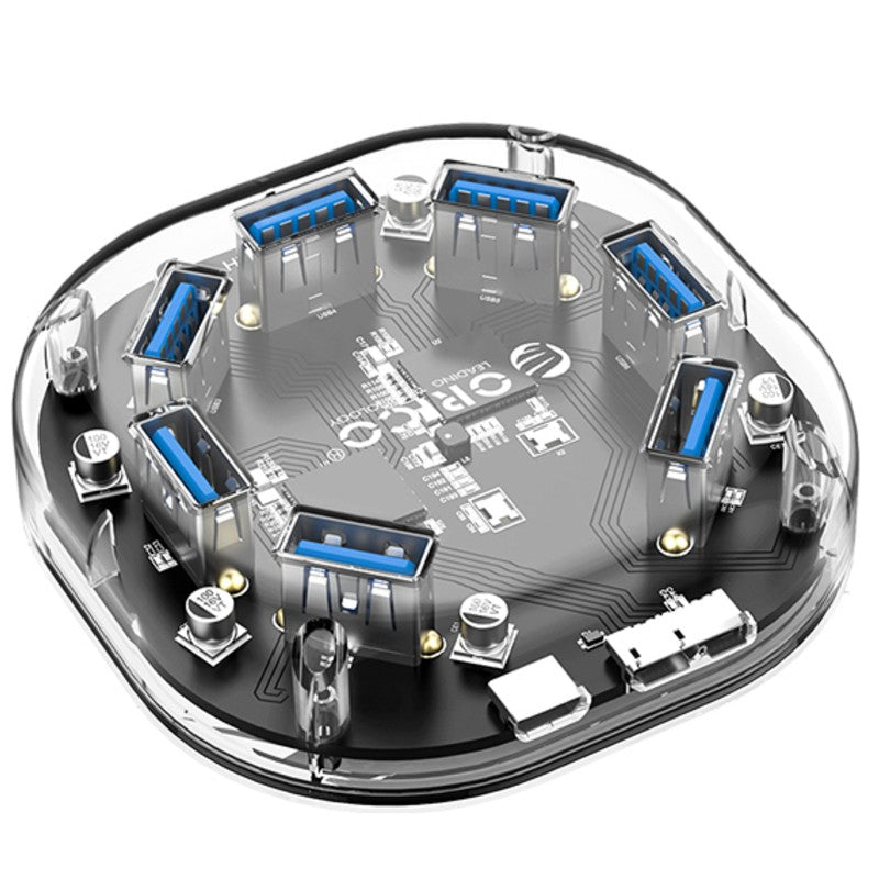 BowLift | 7-in-1 Transparent USB3.0 Hub with Power Supply Port, for Office, Study, Game and More