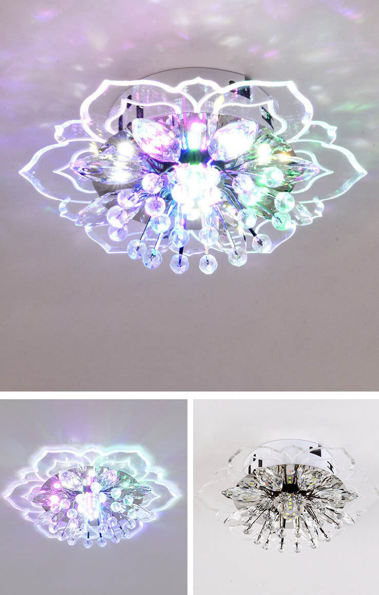 BowLift GlowPetal | LED Crystal Ceiling Light | Flower Shaped, RGB Color Changing & Energy Efficient