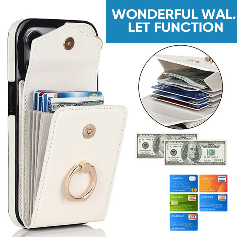 BowLift | Leather Wallet Case with Ring & Lanyard for iPhone