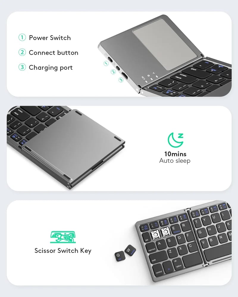 BowLift | Foldable Bluetooth Keyboard with Touchpad