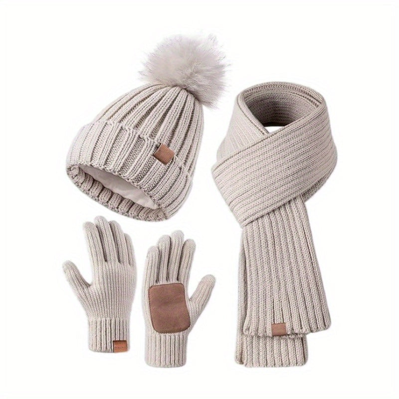 BowLift | 3-in-1 Knitted Winter Set with Hat, Scarf, and Touchscreen Gloves