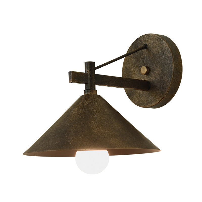 BowLift | Metal Cone Wall Light Vintage 1 Light Outdoor Wall Light in Black/Antique Brass/Old Silver