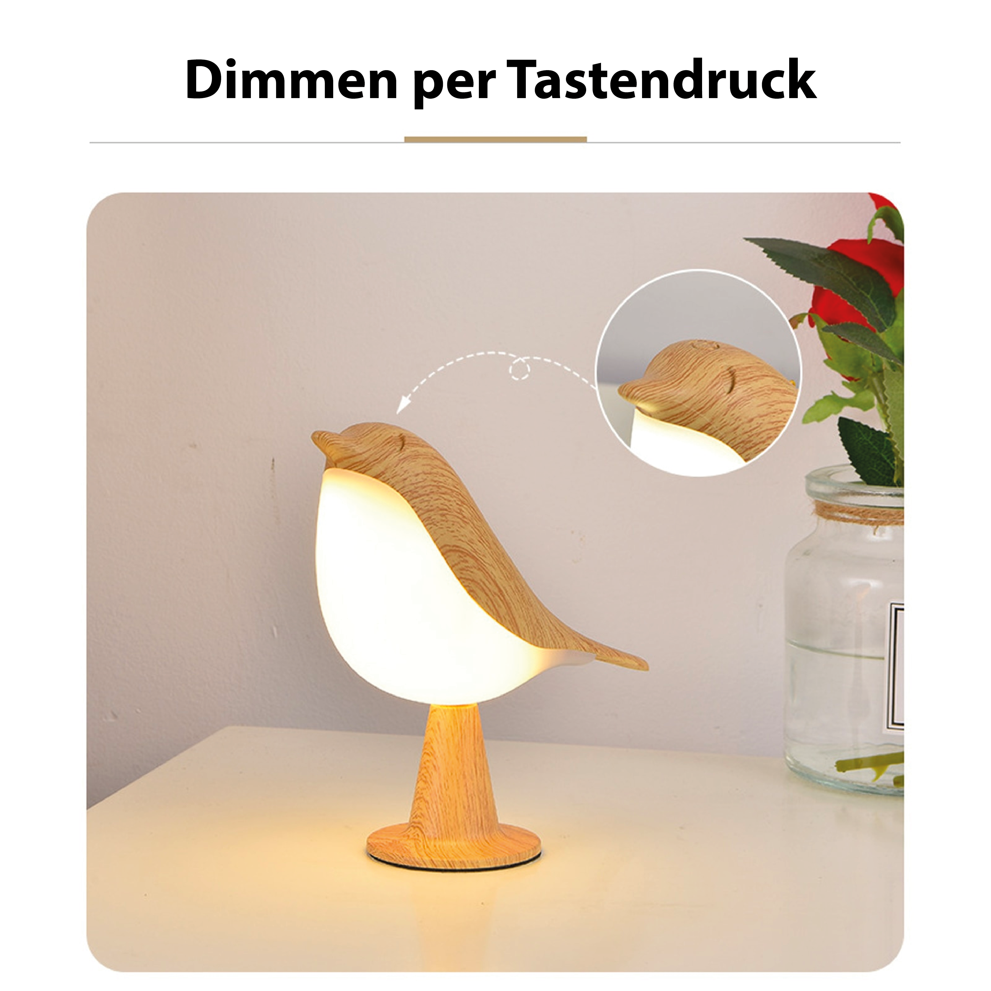 BowLift | Modern Wood LED Table Lamp Bird Design