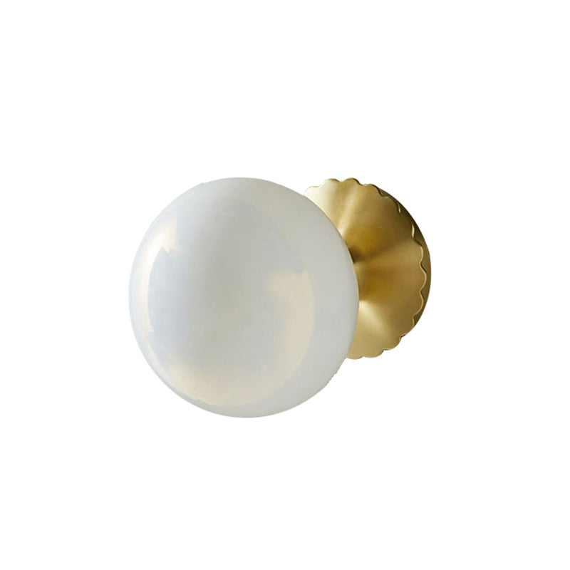 BowLift | 1 Light Living Room Wall Lamp Minimalist Gold Wall Lamp with Orb Milk Glass Shade