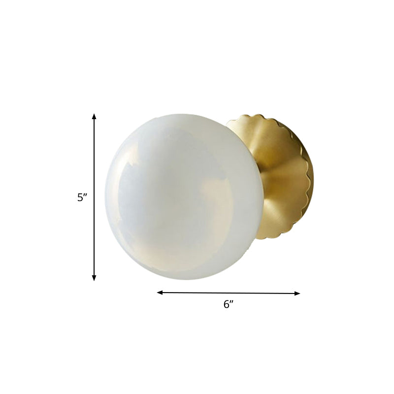 BowLift | 1 Light Living Room Wall Lamp Minimalist Gold Wall Lamp with Orb Milk Glass Shade