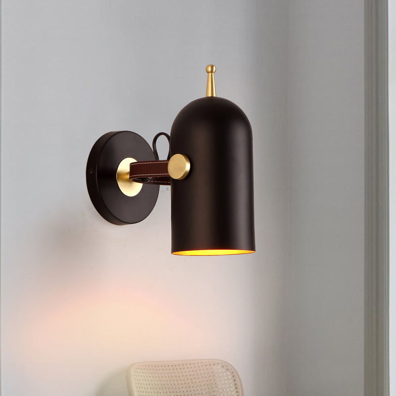 BowLift | 1 Bulb Stair Wall Lamp Modern Black LED Wall Lighting with Extended Dome Iron Shade