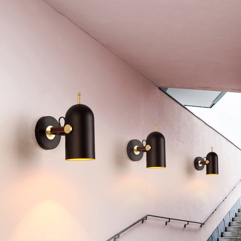 BowLift | 1 Bulb Stair Wall Lamp Modern Black LED Wall Lighting with Extended Dome Iron Shade