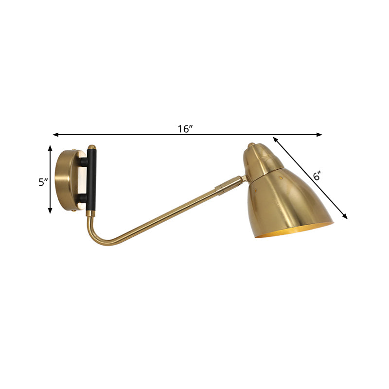 BowLift | 1 Bulb Bedroom Wall Light Contemporary Gold Wall Mounted Lighting with Dome Metal Shade