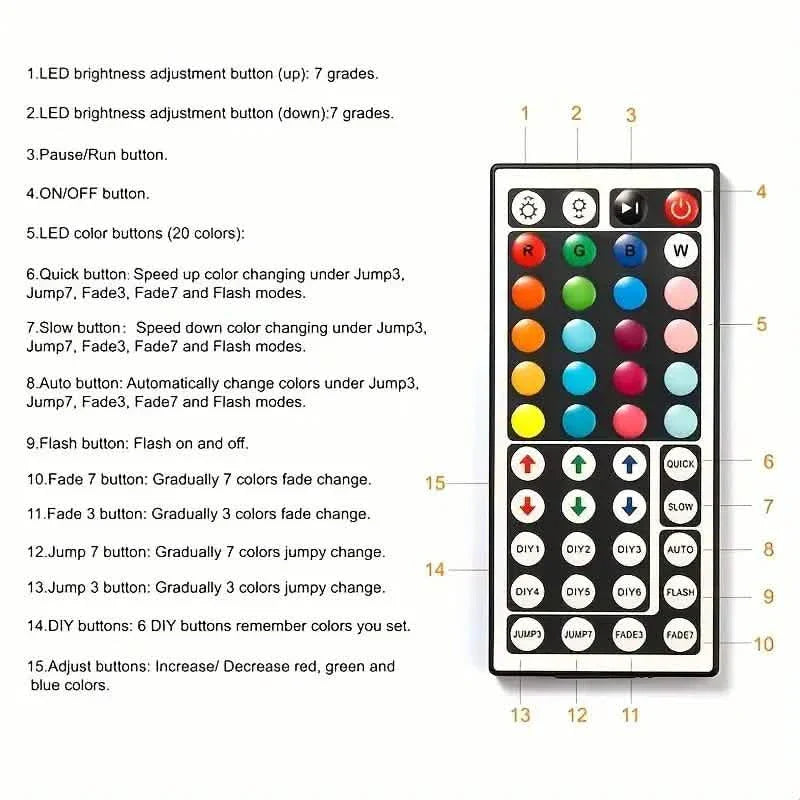 BowLift | 33Ft LED strip lights with IR 44-key remote control