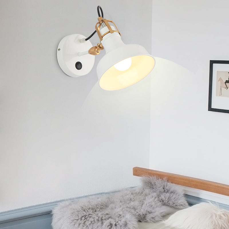 BowLift | White Barn Wall Sconces Lighting Contemporary Metallic 1 Light Wall Mounted Fixture with Switch