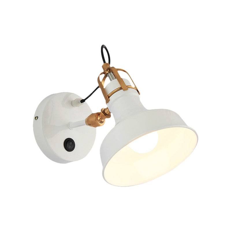 BowLift | White Barn Wall Sconces Lighting Contemporary Metallic 1 Light Wall Mounted Fixture with Switch