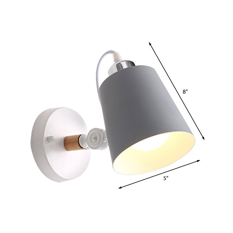 BowLift | Gray/White/Pink/Yellow/Blue/Green Cone Wall Lamp Minimalist Metal 1 Light Wall Mount Lamp for Nightstand