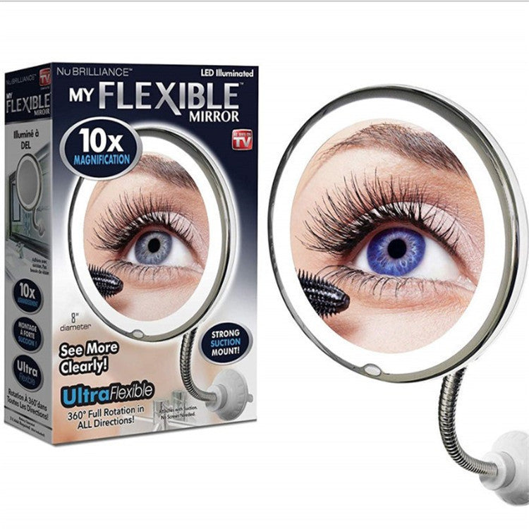 10x magnification led wall-mounted cosmetic mirror with lamp universal 360 degree folding mirror MFlexible Mirror