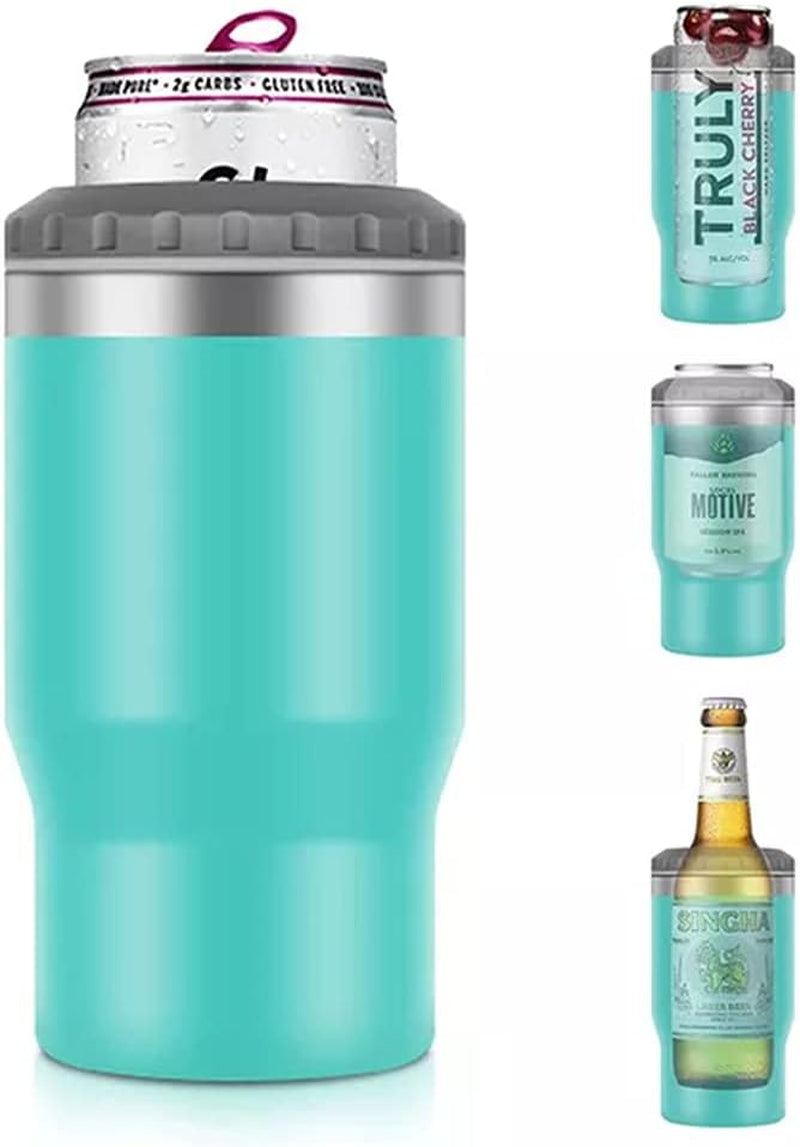 BowLift | 4 in 1 stainless steel can/bottle insulator, 14Oz two-way lid SUS insulated can cooler, beer bottle holder (Black)
