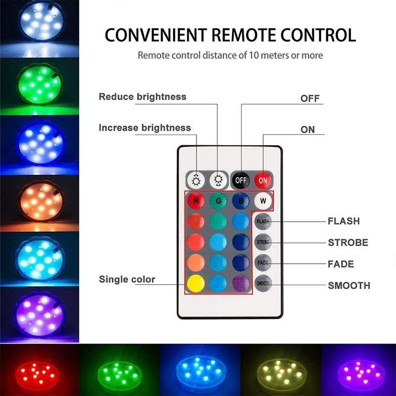 BowLift | Waterproof Submersible LED Lamp | IP68 Ingress Protection | Magnetic & Suction Cup Mounting | RF Remote Control (15m Range) | 13 High-Lumen RGB Beads | 360° Illumination for Pools & Aquariums