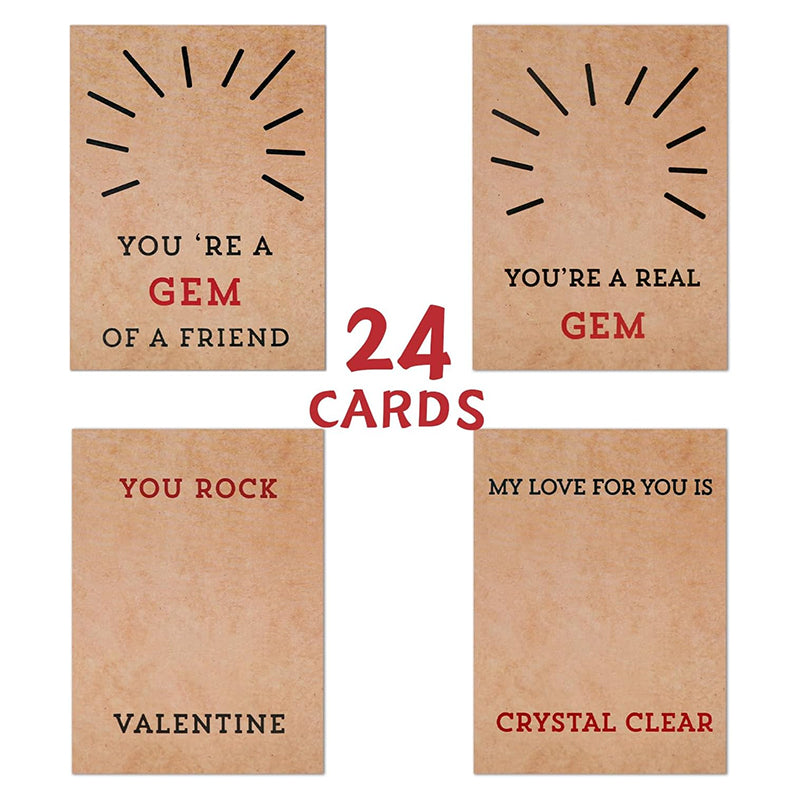 BowLift | 24-pack Valentine's Day cards with heart-shaped crystals
