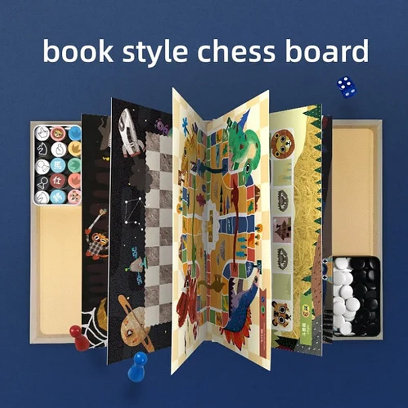 BowLift | 15-in-1 Multifunctional Book Style Portable Chess Set
