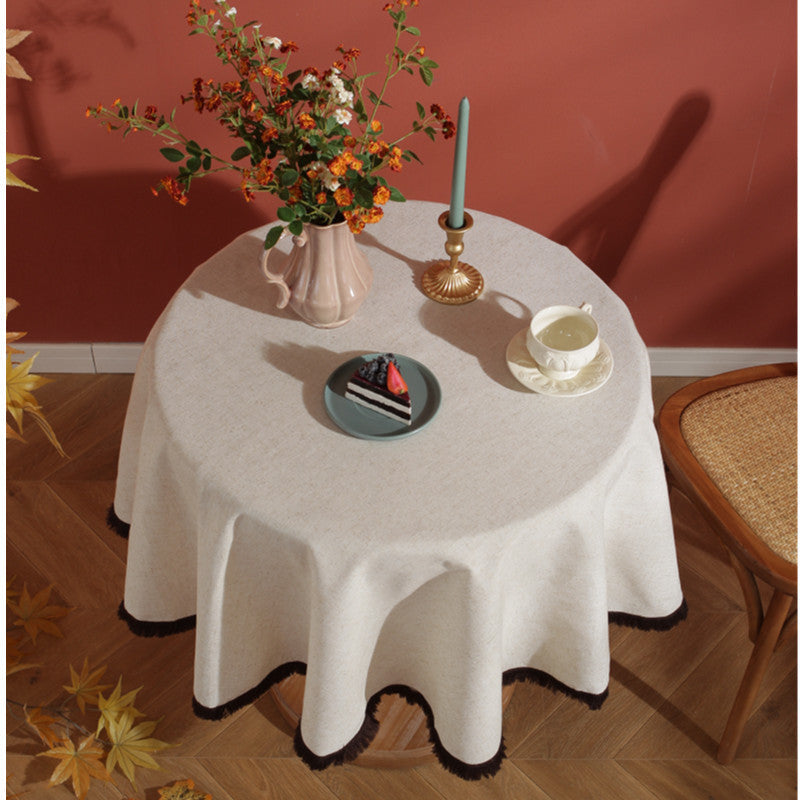 BowLift | Minimalist Linen Tassel Tablecloth Natural Style