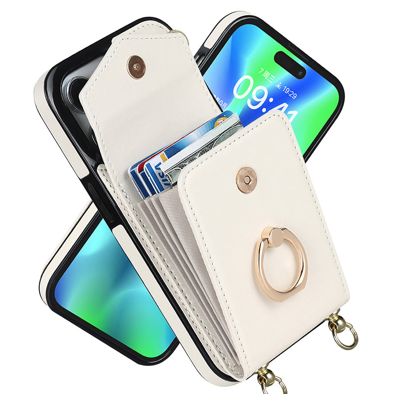 BowLift | Leather Wallet Case with Ring & Lanyard for iPhone