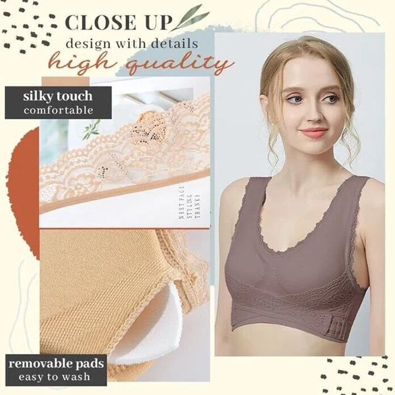 BowLift | Front Cross-Side Buckle Lace Bra