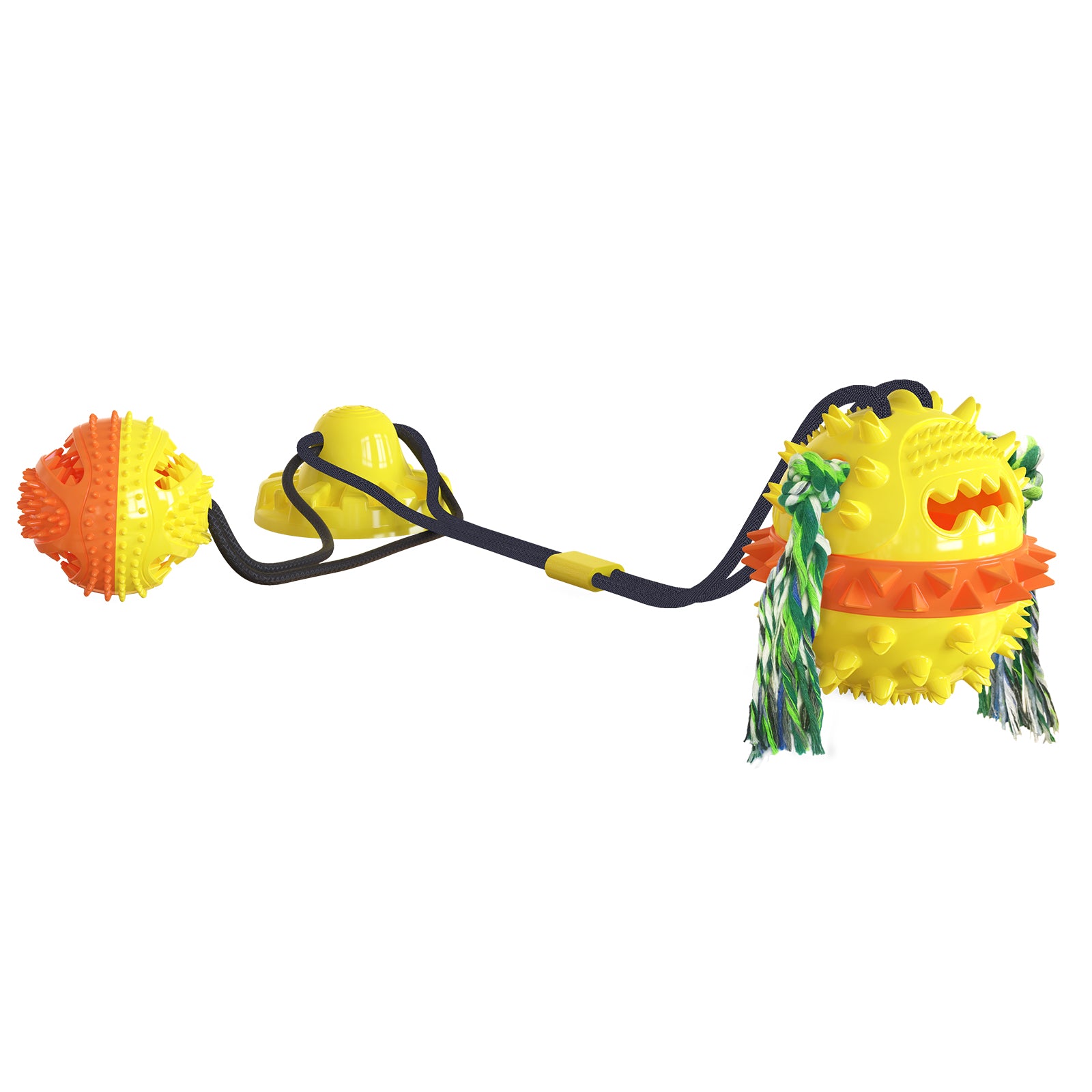 Enhanced Suction Cup Rope Ball Type B – Double Ball Chew Toy for Dogs