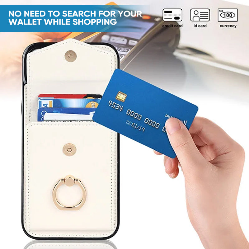 BowLift | Leather Wallet Case with Ring & Lanyard for iPhone