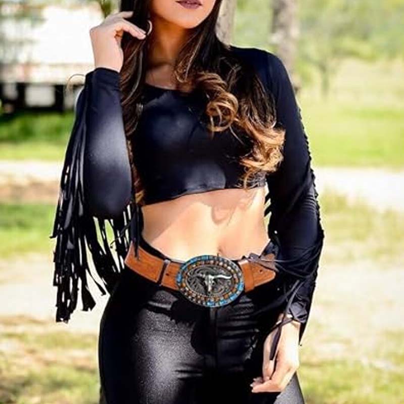 BowLift | Retro Punk Embossed Western Denim Belt