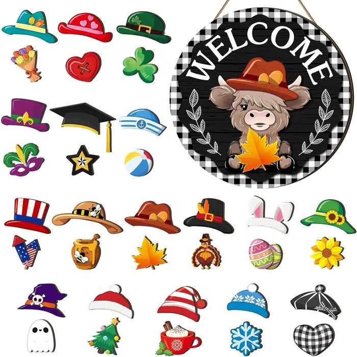 BowLift | The best Christmas decorationsInterchangeable welcome sign with wooden gnome