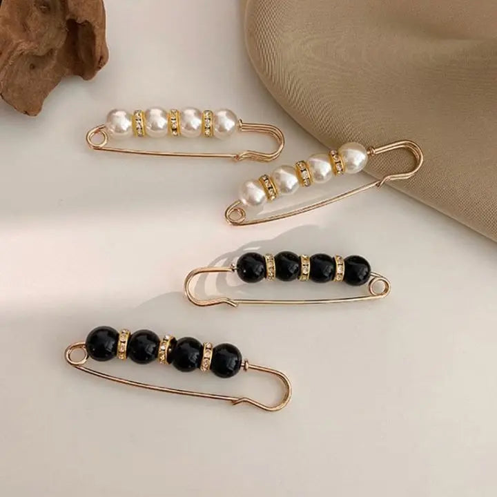 BowLift | 4 pieces | Elegant safety pin brooch with pearls and rhinestones
