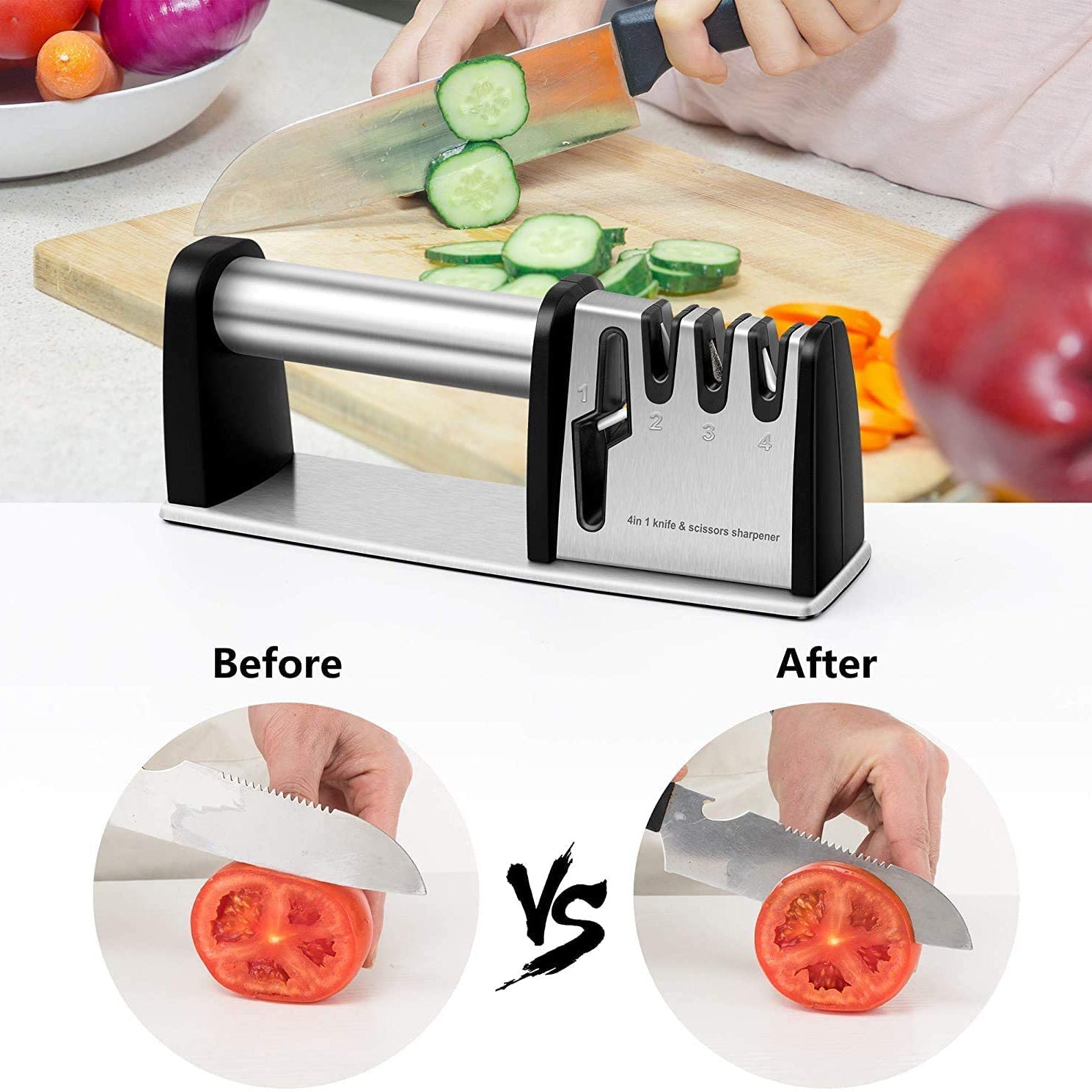BowLift | 4-in-1 kitchen knife and scissors sharpening tool