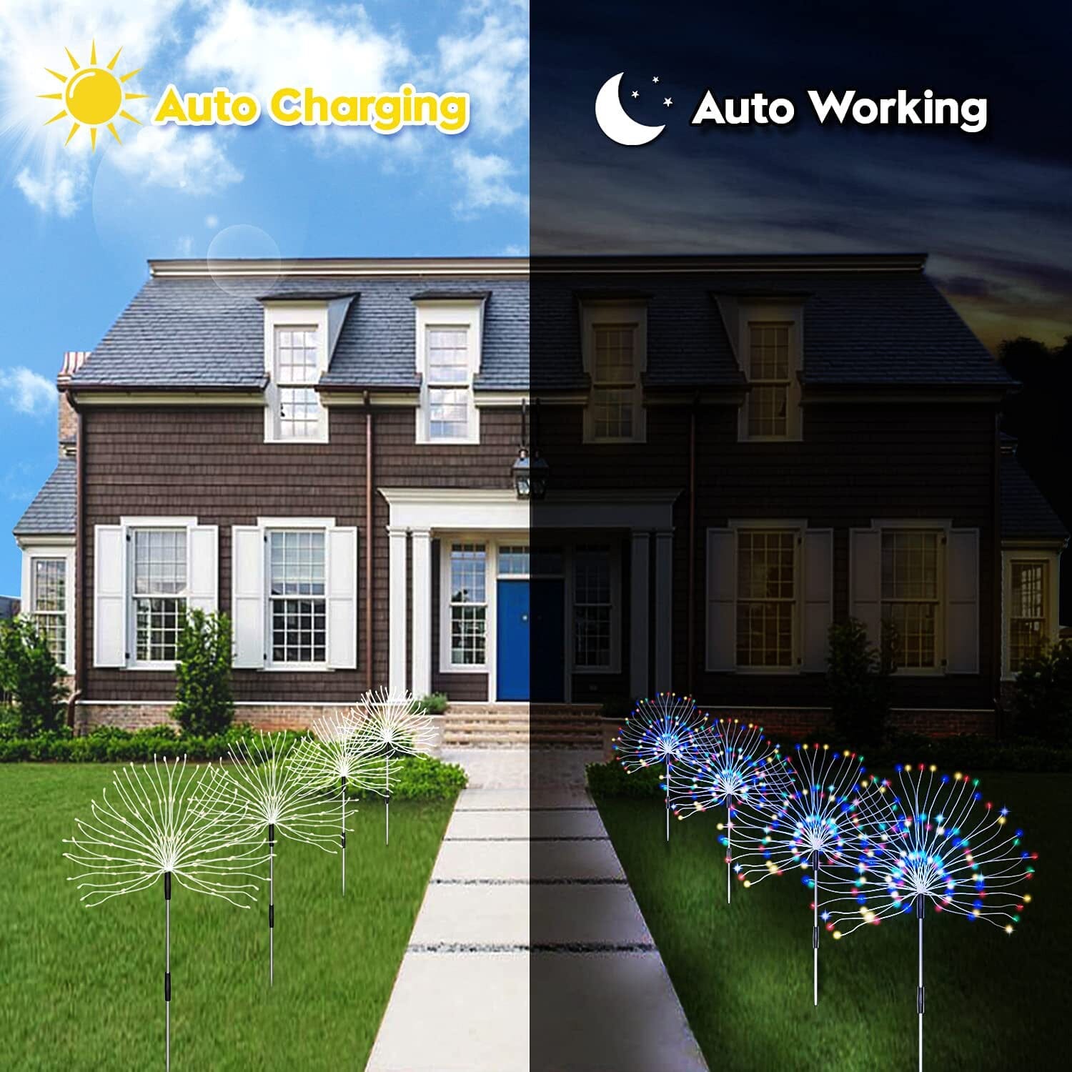 BowLift | 4-Pack: Solar Lights Outdoor, Warm White Garden Lights