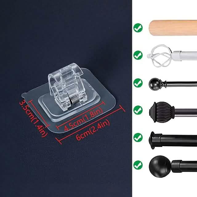 BowLift | 4-part: No drill curtain rod hook holder