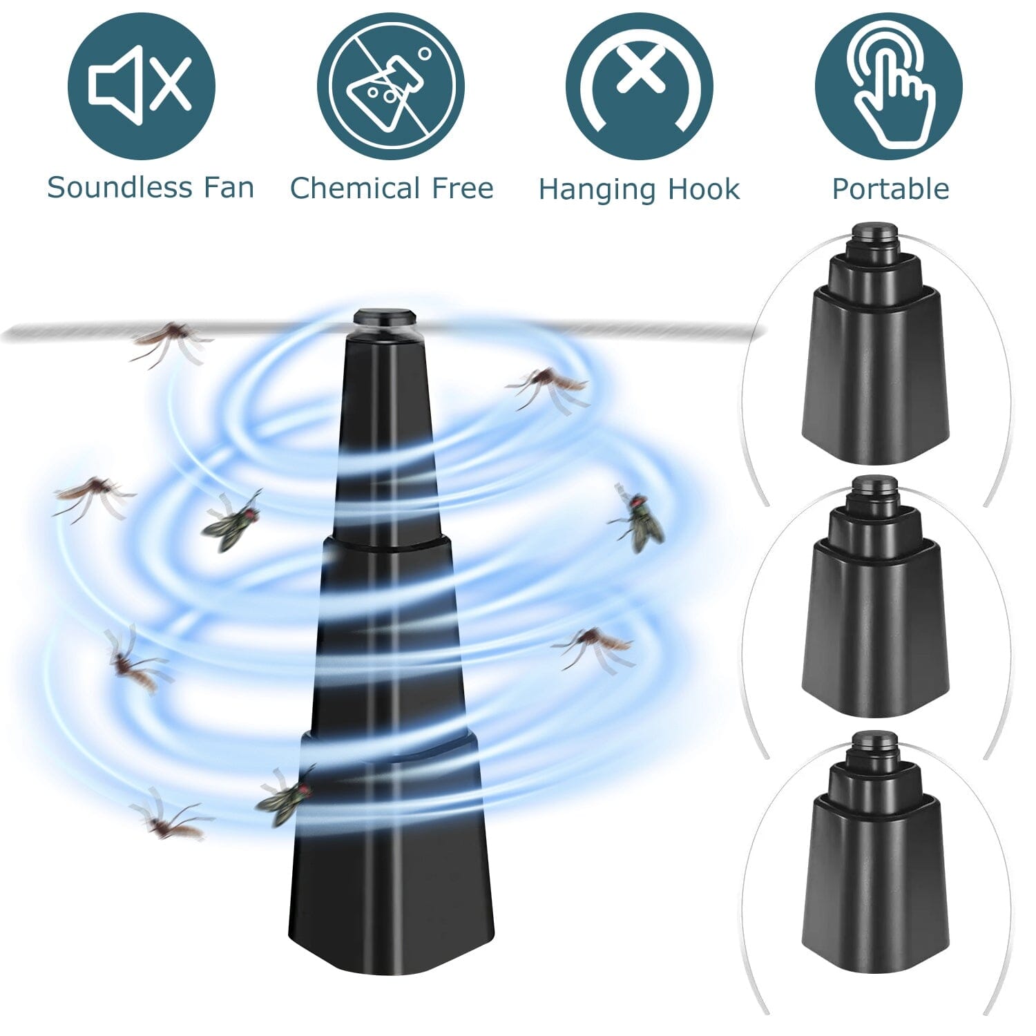 BowLift | 4-Piece: Fly Repellent Fan Table Battery Operated Insect Repellent