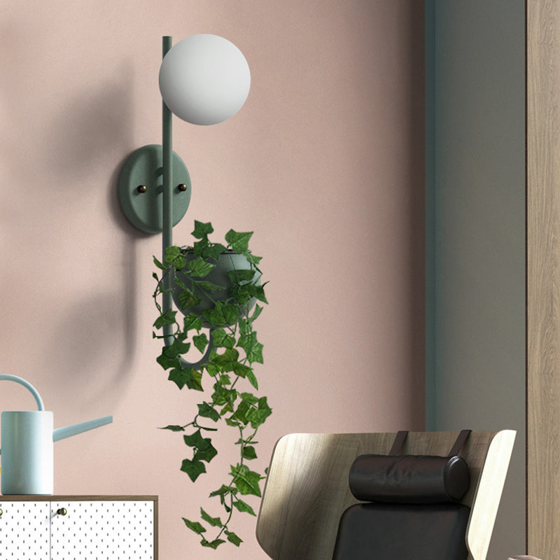 BowLift | 1 Light Ball Wall Lamp Industrial Yellow/Blue/Green Metal LED Plant Wall Mount Lighting for Restaurant