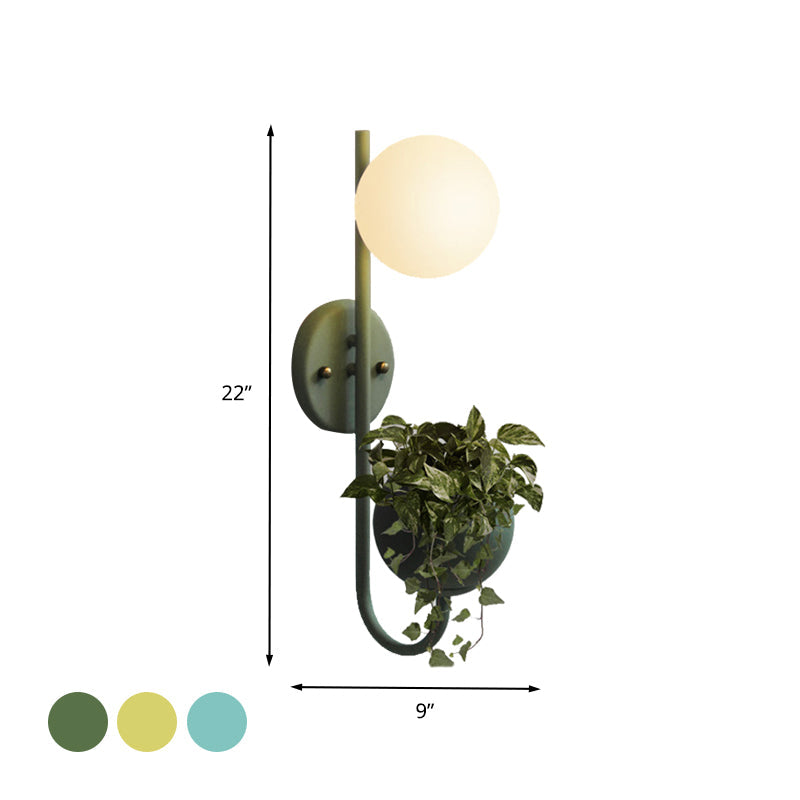 BowLift | 1 Light Ball Wall Lamp Industrial Yellow/Blue/Green Metal LED Plant Wall Mount Lighting for Restaurant
