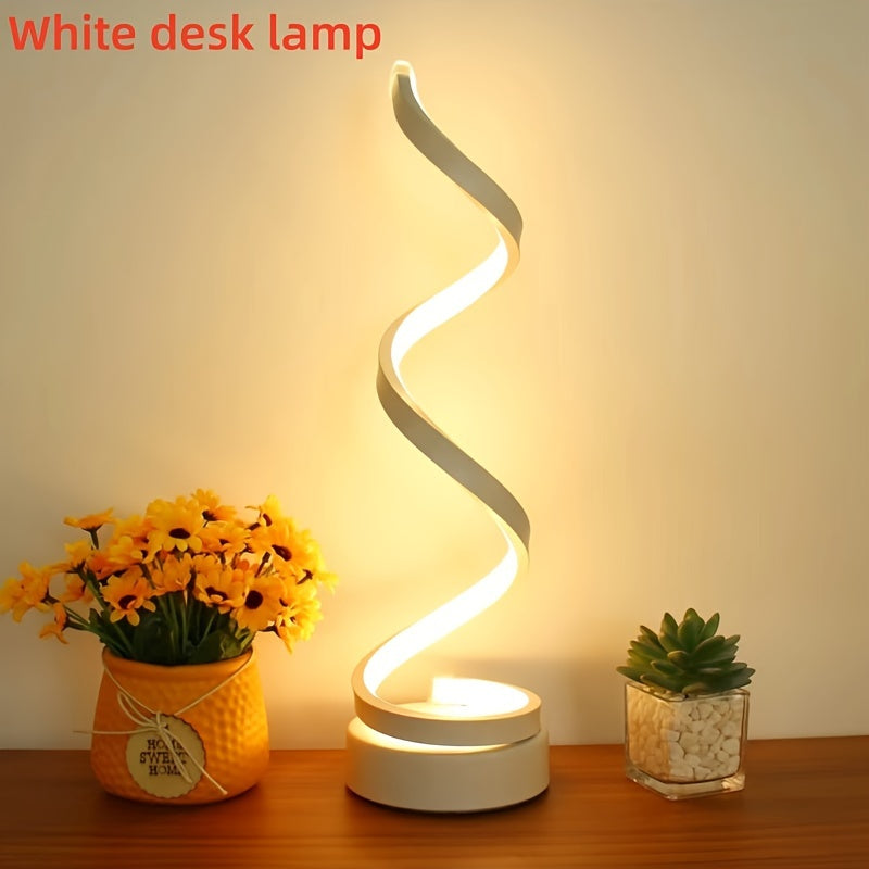 BowLift | Modern Spiral Table Lamp – Creative LED Desk Lamp with Gentle Warm Light, Perfect for Bedroom, Living Room, and Study Decor